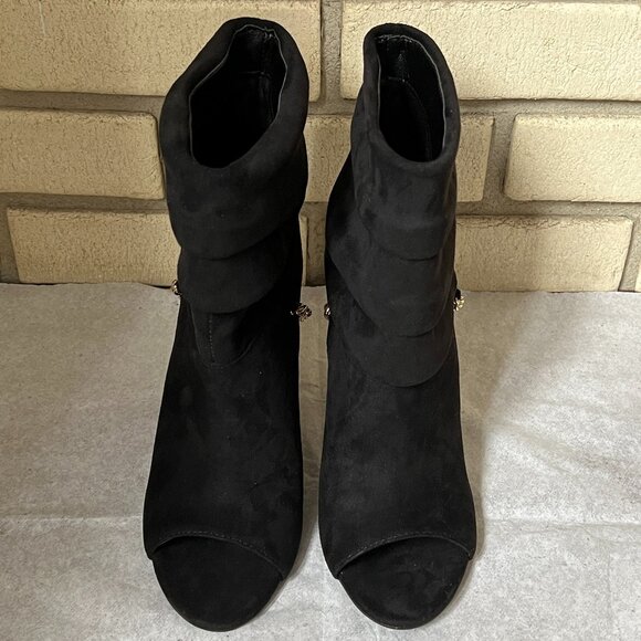 Guess GWADILEE2 Women's Black Suede Open Toe Stiletto Ankle Bootie, Size 7M - Picture 4 of 10